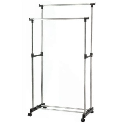 Stand Appendiabiti Doppio Con Ruote Stender Regolabile In Altezza 80X40X160 Cm