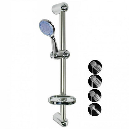 Soffione Doccia Multigetto + Saliscendi Regolabile Doccia Bagno Con Portasapone