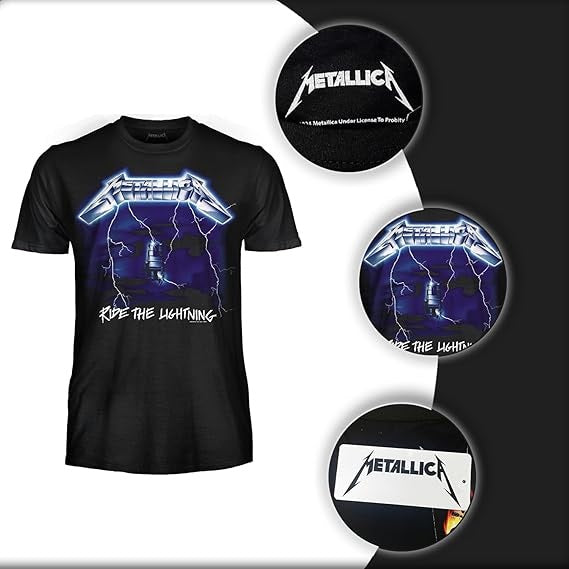 PROBITY - T-Shirt Metallica - Ride the Lightning – Maglietta Rock Ufficiale Band Heavy Metal – Maglia (Tg. M)