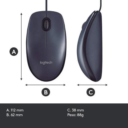 Logitech B100 Mouse Ottico Cablato Con Filo Usb 800 Dpi Ambidestro Windows Mac