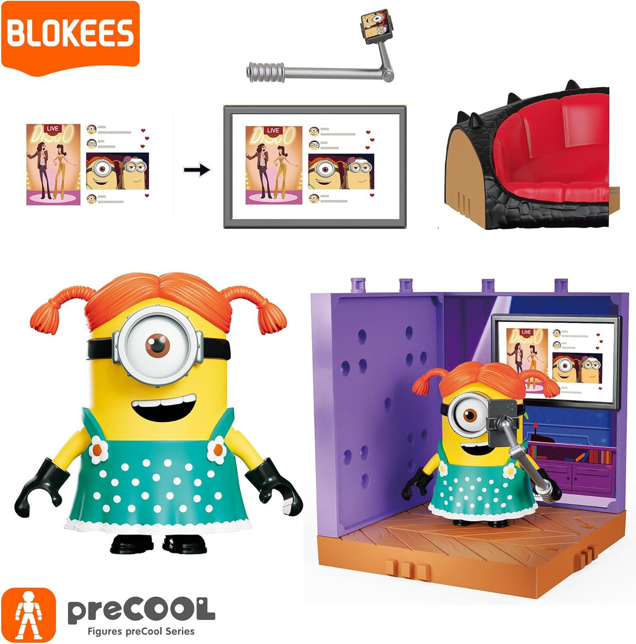 Blokees Minions - PreCool - Celebratate Party Series 02 - Plastic Model Kits (Blind Box) CASE OF 8 - Action Figure da Collezione 74855