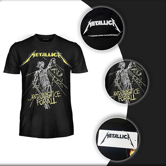 PROBITY - T-Shirt Metallica - And Justice for All – Maglietta Rock Ufficiale Band Heavy Metal – Maglia (Tg. M)