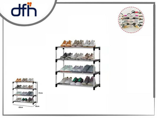 Scarpiera 4 Ripiani Salvaspazio Scaffale Portaoggetti Portascarpe 60 X 30 X 55Cm