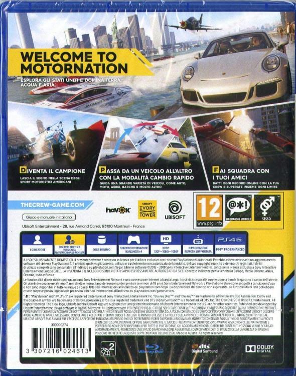 The Crew 2 Ps4 Videogioco Corse Sport Italiano Playstation 4 Nuovo Sigillato