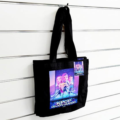 Pyramid: K-POP DEMON HUNTERS (Key ART) Black - Tote Bag - Shopping Bag - Borsa in tessuto con manici