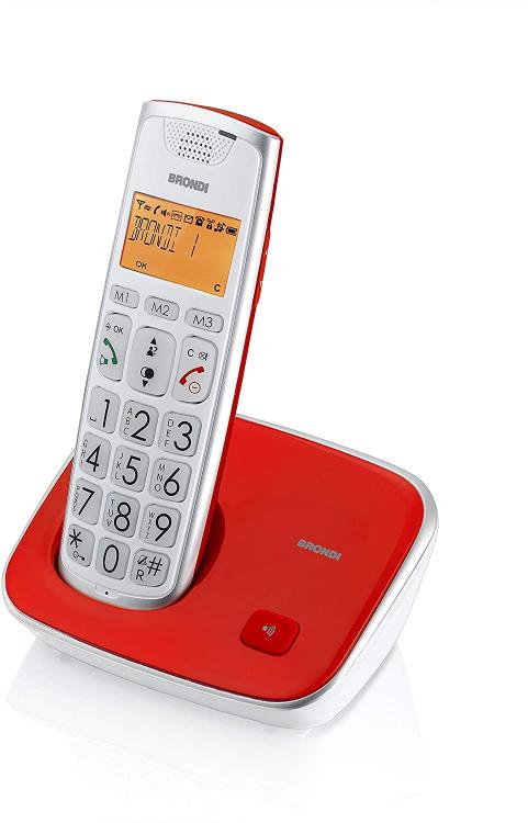 BRONDI BRAVO GOLD2 ROSSO TELEFONO CORDLESS SENZA FILO PORTATILE UFFICIO CASA