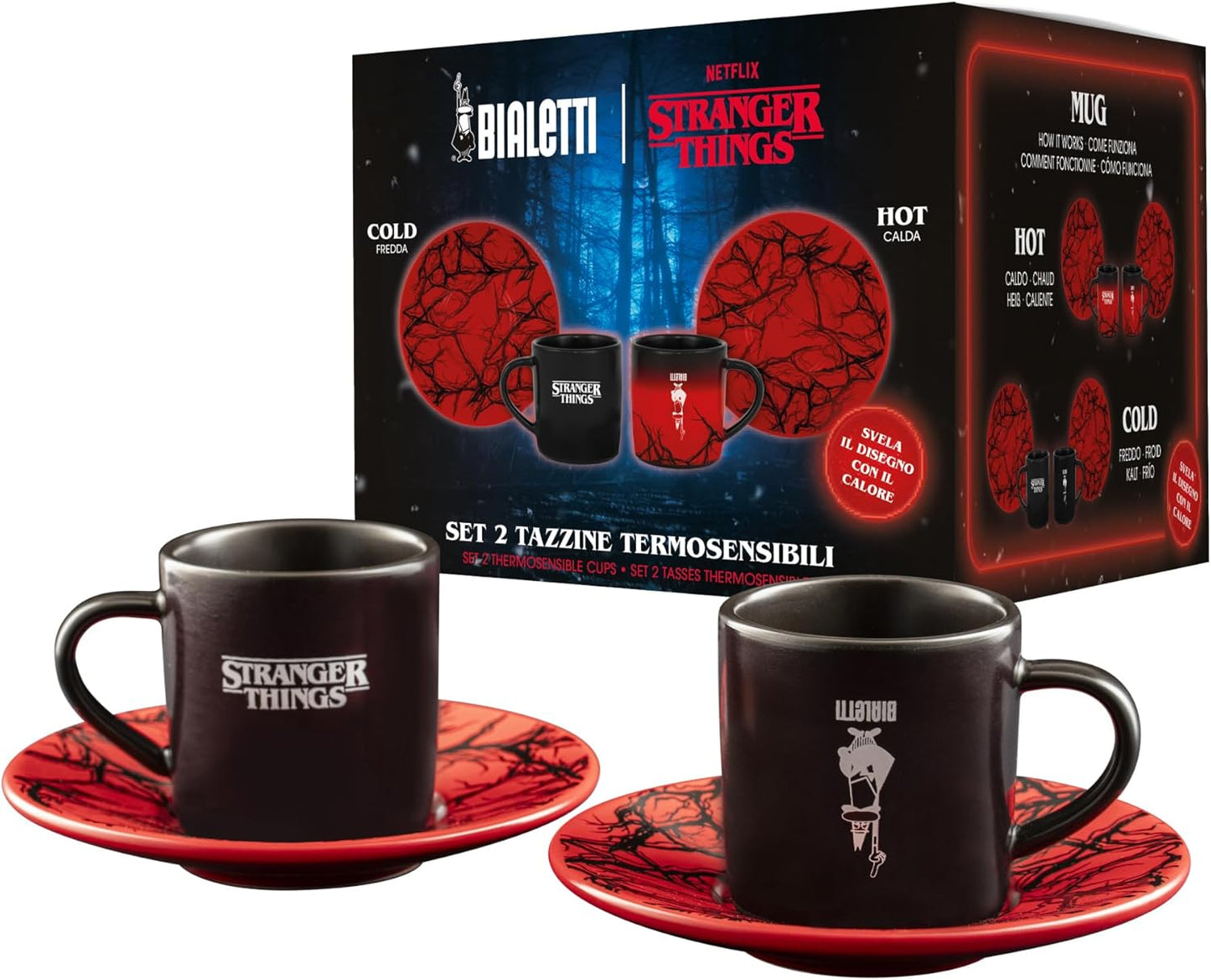 Bialetti Set 2 Tazzine Cambia Colore Stranger Things in Ceramica Serie Netflix