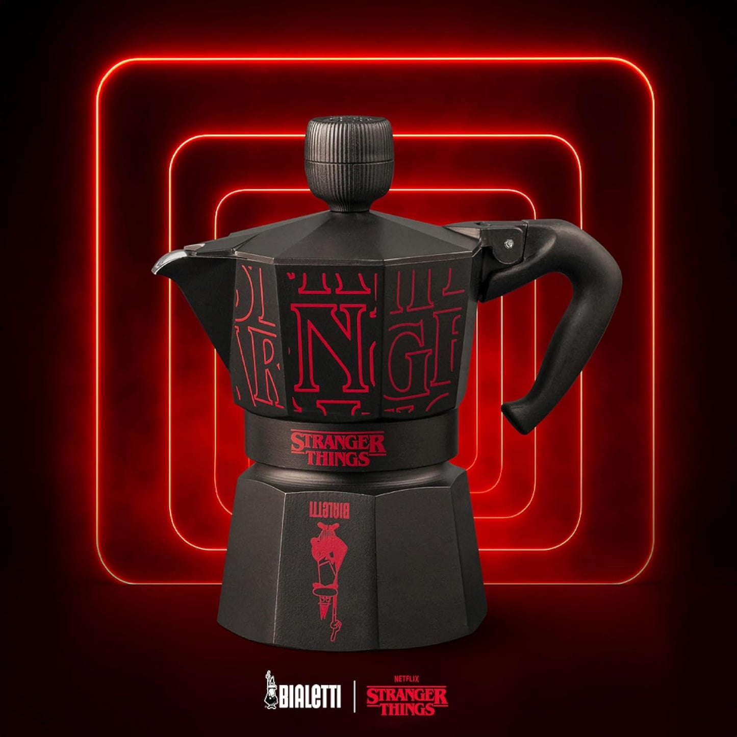 Bialetti - Moka Express Musicale 3 Tazze Stranger Things Ricarica Usb-C 130ml