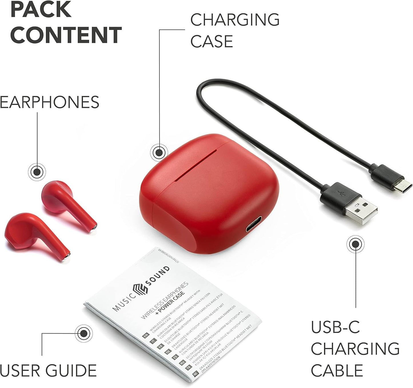 CELLULARLINE MUSIC SOUND AURICOLARI WIRELESS SWAG TWS BLUETOOTH POWERBANK ROSSO
