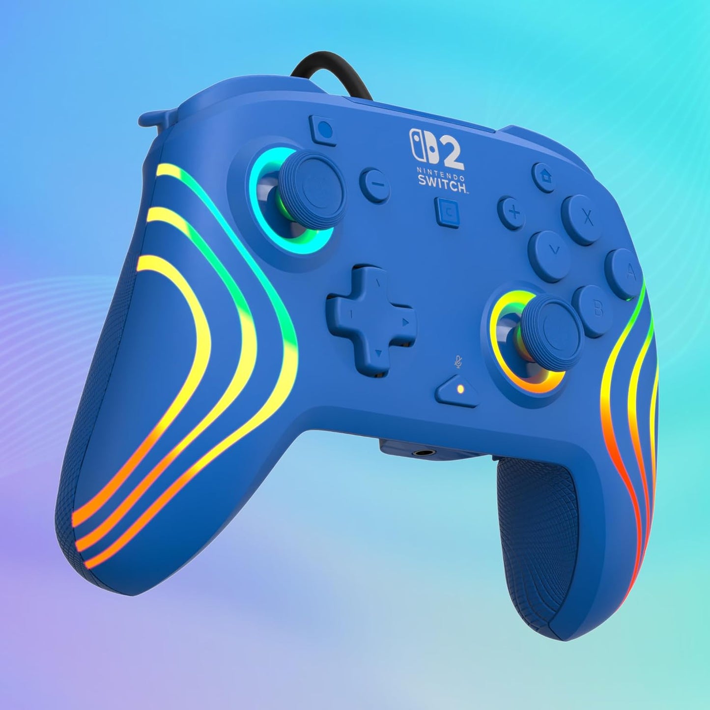 Turtle Beach - Afterglow (Blue) - Controller Wired RGB Retroilluminato Gaming Cablato per Nintendo Switch 2, Funziona anche con Nintendo Switch/Oled (Blu)