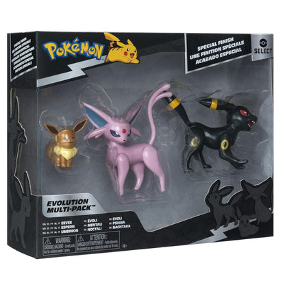 Jazwares - Pokemon Select Evolution Multi-Pack (Eevee, Umbreon, Espeon) - Vinyl Action Figure Statuetta 12 Cm in Vinile da Collezione