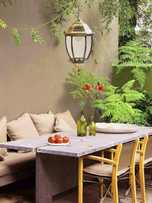 Lanterna Da Soffitto Sospensione Con Catena Lampada Giardino Attacco E27/Bronzo
