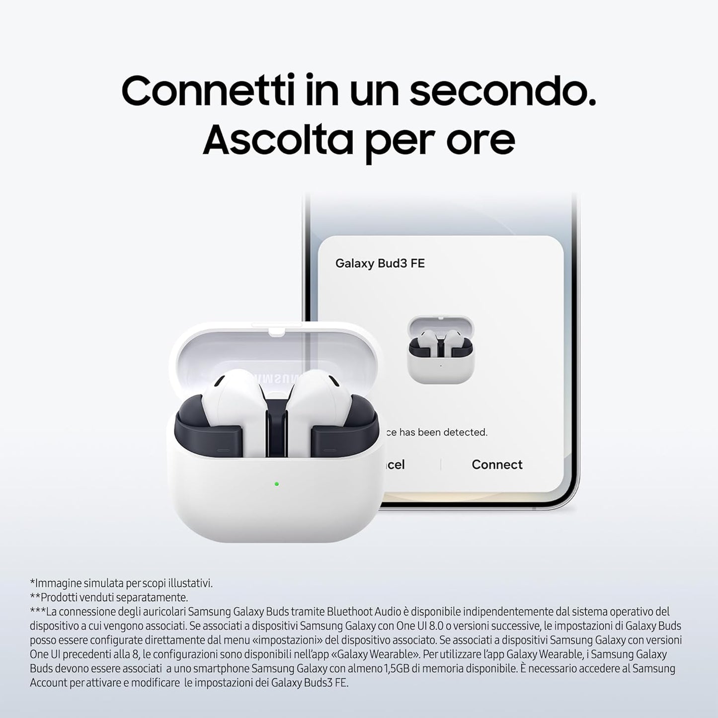 Samsung Buds3 FE Auricolari Wireless Cuffie Bluetooth Cancellazione Rumore Black