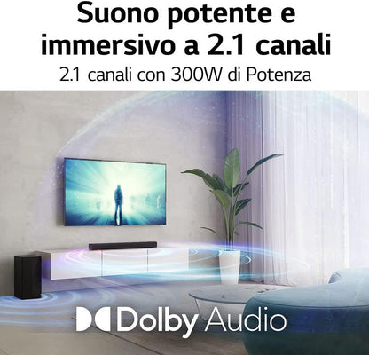 Lg Soundbar S40Q 300W Bluetooth Tv Subwoofer 2.1 Wireless Dolbyd Spotify Nero