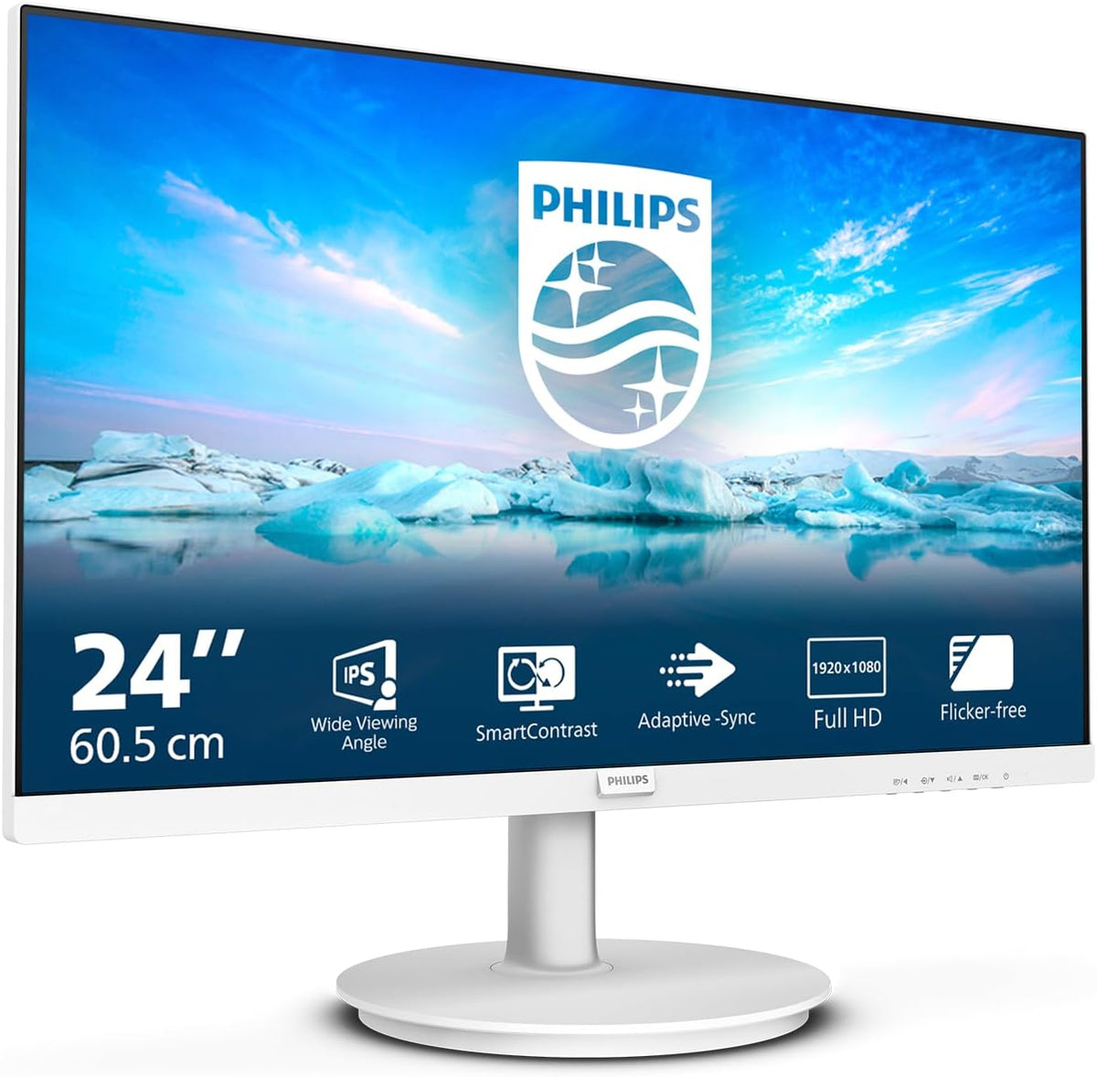 Philips Monitor 24" Full Hd Led Vga Hdmi 241V8AW FHD 100Hz Bianco