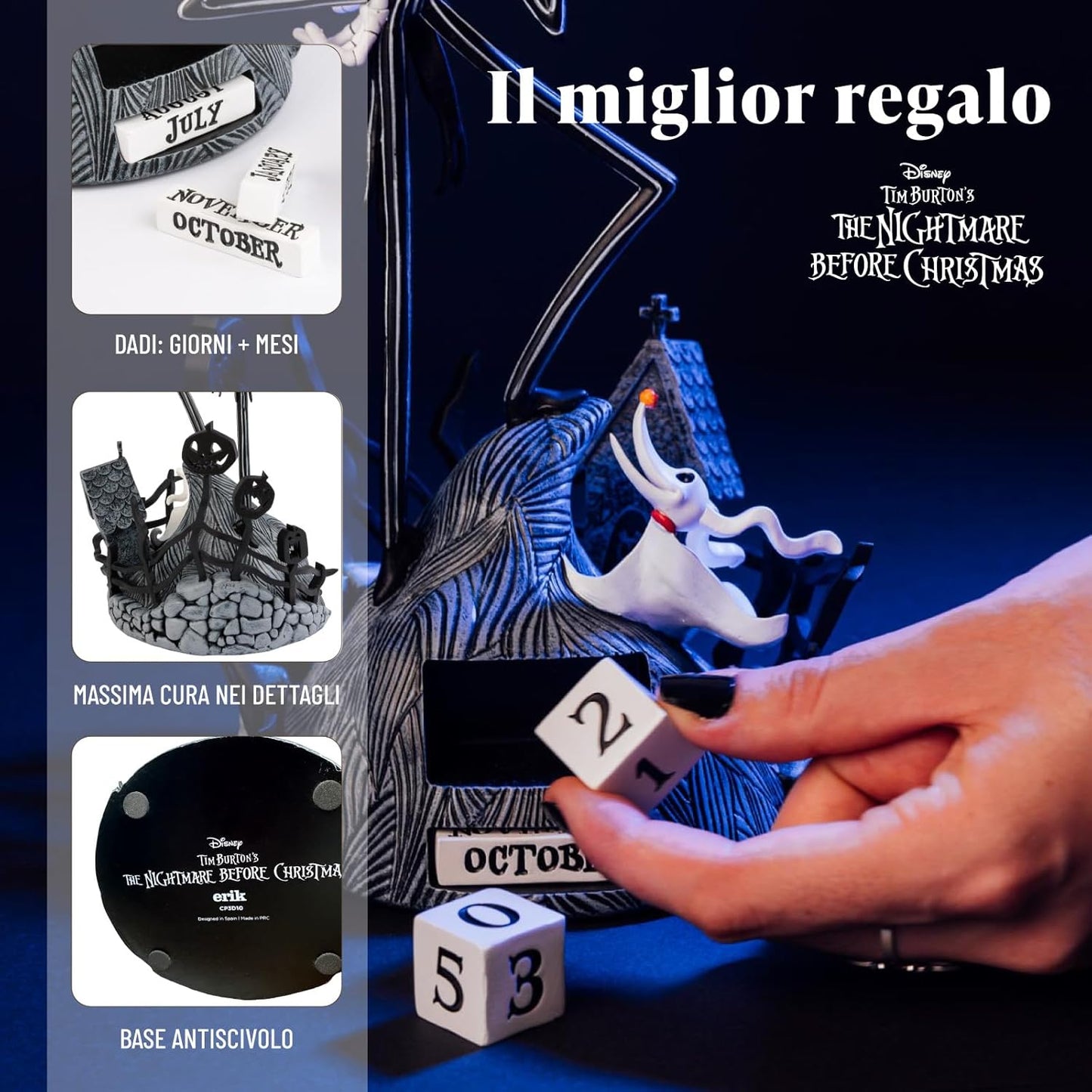 The Nightmare B.C. Jack Skellington & Zero Calendario 3D Perpetuo Da Tavolo