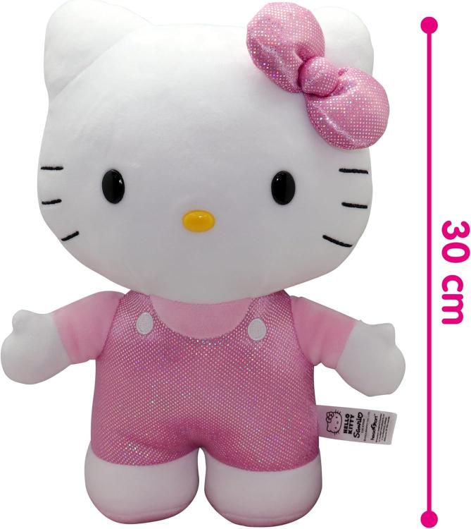 Peluche Hello Kitty Vestitino Raso Rosa 30Cm Pupazzo Morbido Collezione Plh1075
