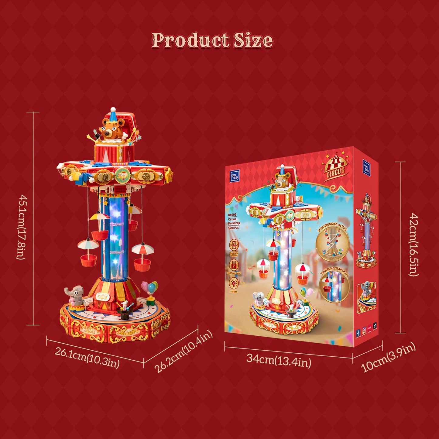 Pantasy 86003 Retro Collection Giostra Paracadute del Circo Set Costruzioni 1680pcs