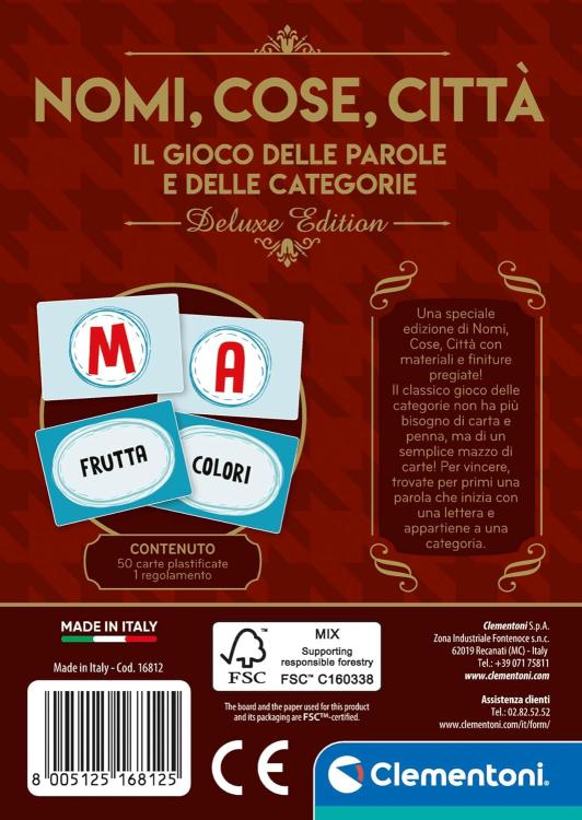 Nomi Cose Citta' Deluxe Gioco Societa Da Tavolo Clementoni Italiano Bambini 7+