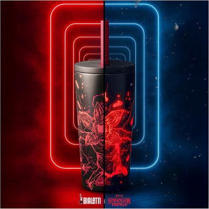 Bialetti Bicchiere Termico Stranger Things con Tappo e Cannuccia - Serie Netflix