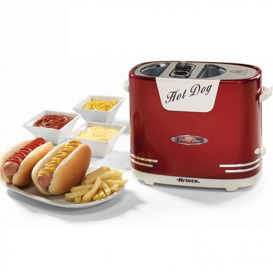 ARIETE MACCHINA PER HOTDOG 0186 PARTY TIME 650W HOT DOG MAKER ROSSA STILE RETRO