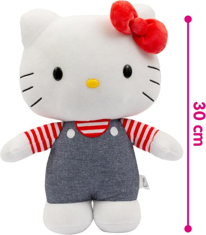 Peluche Hello Kitty Tutina Jeans Blu 30Cm Pupazzo Morbido Da Collezione Plh1077