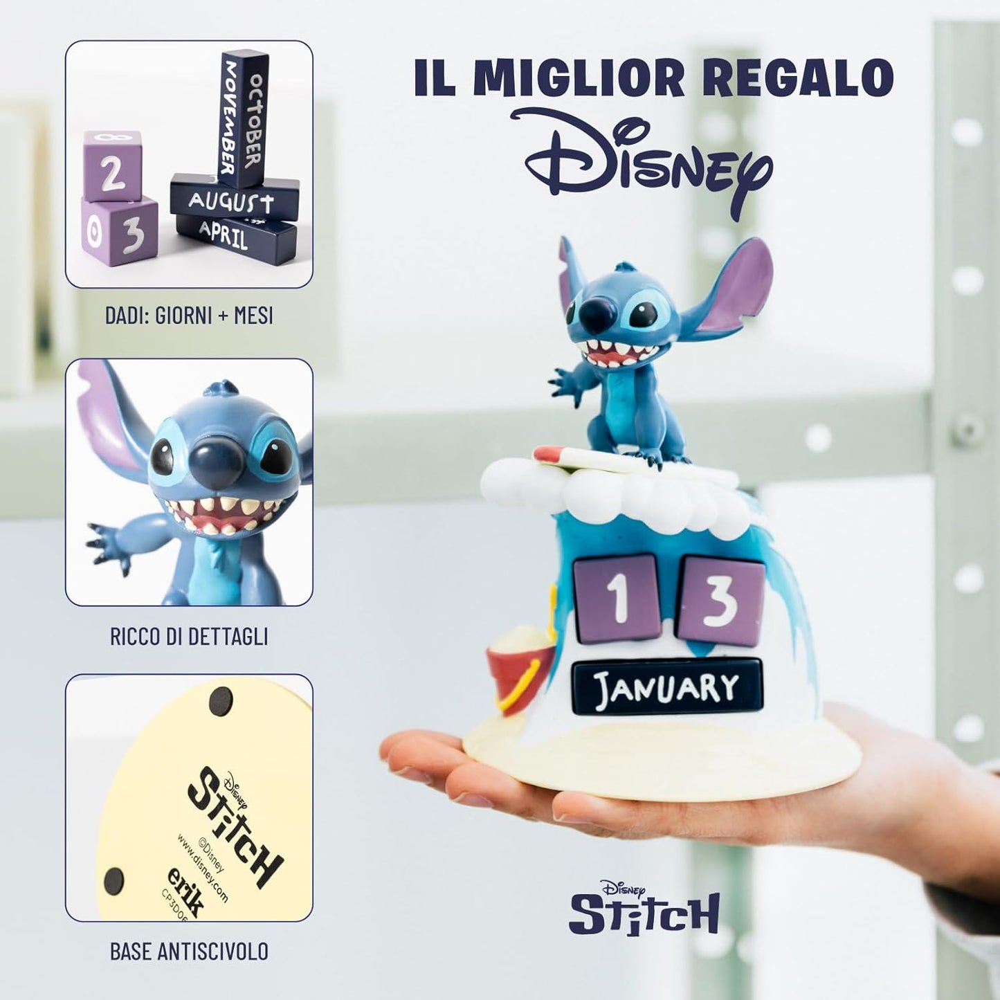 Lilo & Stitch Calendario 3D Perpetuo in Resina Da Tavolo Scrivania