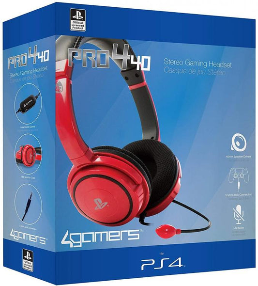 CUFFIE SONY 4GAMERS PS4 PRO4 10 STEREO GAMING HEADSET PLAY STATION 4 ROSSO