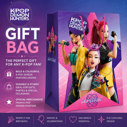 KPop Demon Hunters 26x12x33cm Busta Regalo Gift Shopping Bag Sacchetto Medio Per Compleanni Feste Regali