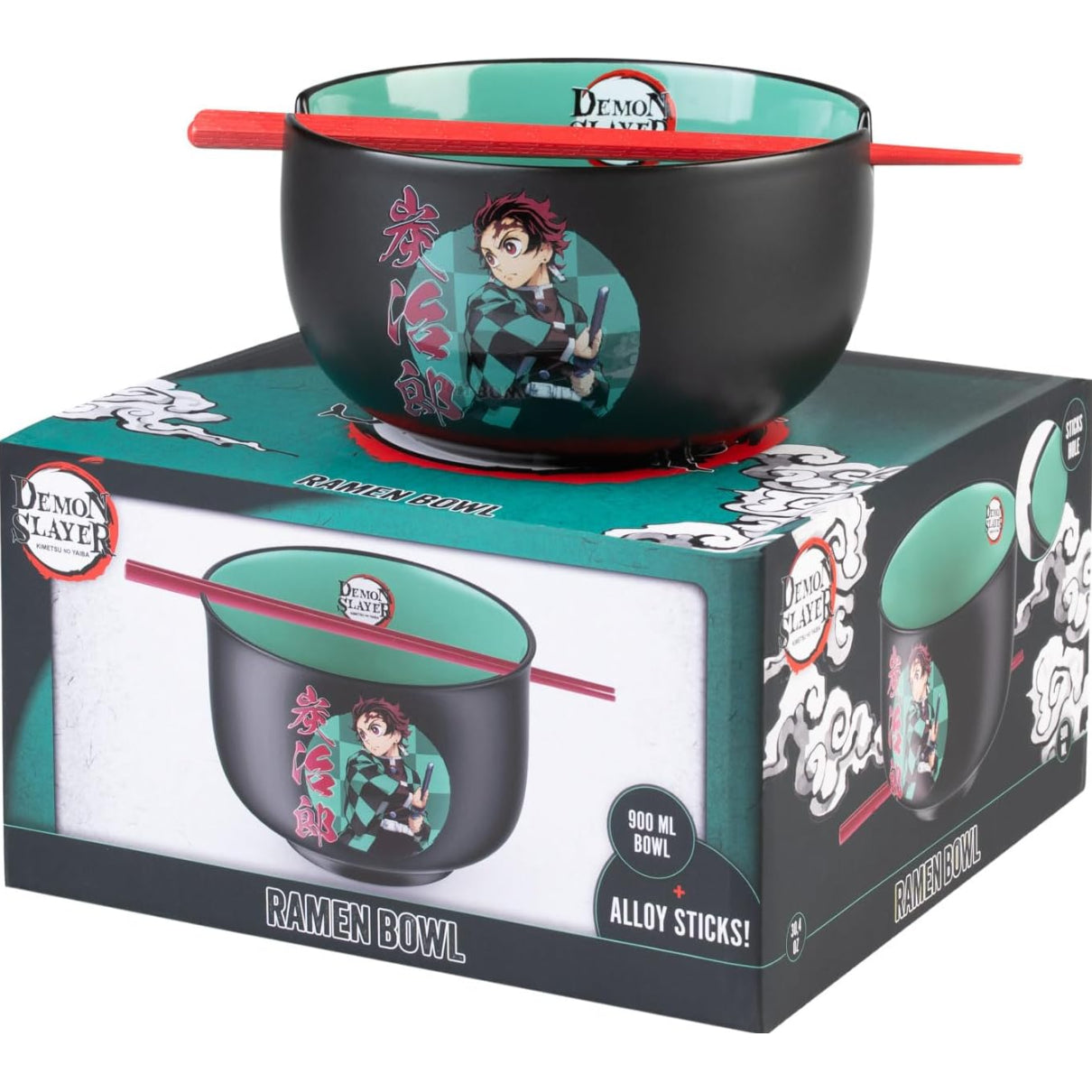 Grupo ERIK: Ciotola Ramen Demon Slayer - Ramen Bowl 900 ml + Alloy Sticks - Ciotola Cucina Giapponese Kimetsu No Yaiba Gadget