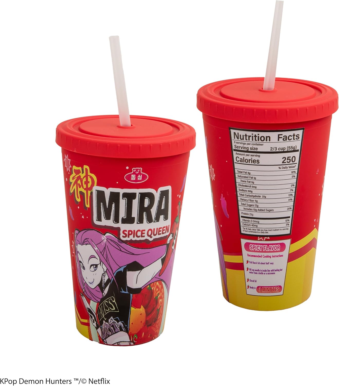 Cinereplicas - Kpop Demon Hunters - Bicchiere con Cannuccia e Coperchio 475 ml (Mira Spice Queen) Tazza Licenza Ufficiale