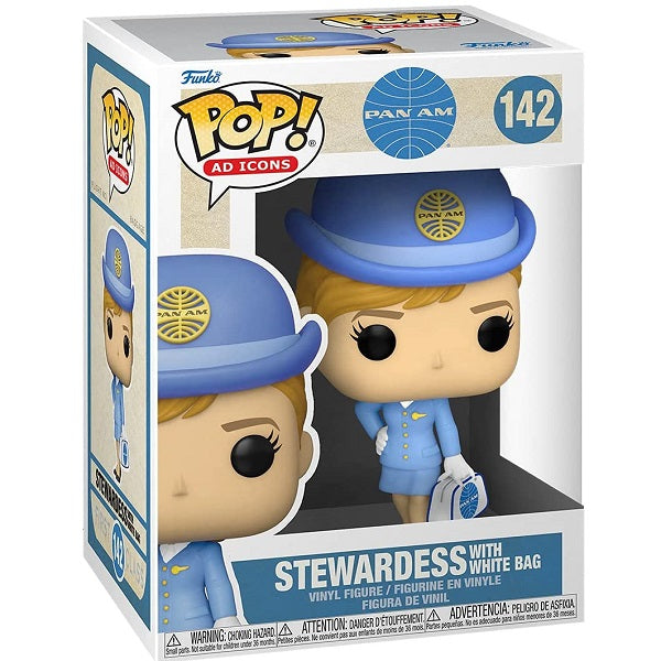 Funko Pop Icons Pan Am 142 Stewardess With White Bag Vinyl Figure Fliight Hostes