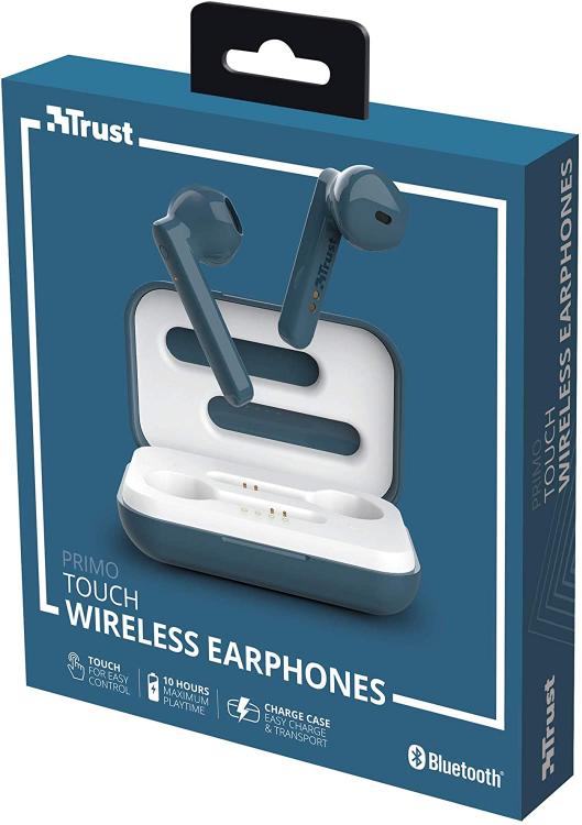 Trust Primo Touch Wireless Auricolari Bluetooth Senza Fili In-Ear Blu Wifi Led