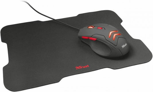 Trust Mouse Gaming Wired + Tappetino Pad Ziva 6 Pulsanti Illuminato Led Da Gioco