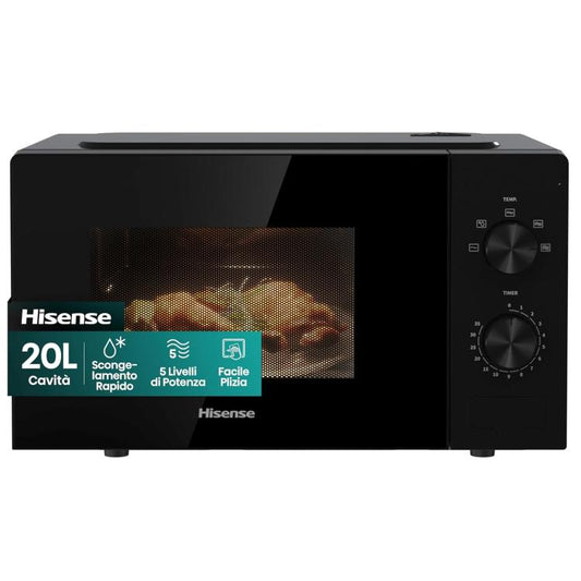 Hisense Forno Microonde Grill 20Lt 1100+700W Controllo Meccanico Nero H20Mobp1H