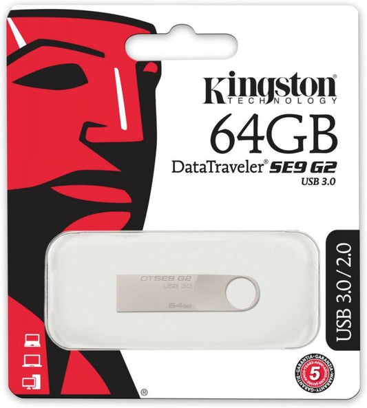 Kingston Pendrive 64Gb Dtse9G2/64Gb Usb 3.0 Metal Chiavetta Memoria Argento Pc