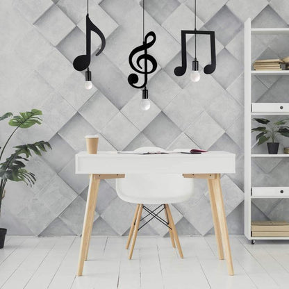 Lampadario A Sospensione Portalampada Nero Led A Nota Musicale Moderno E27 B01N1