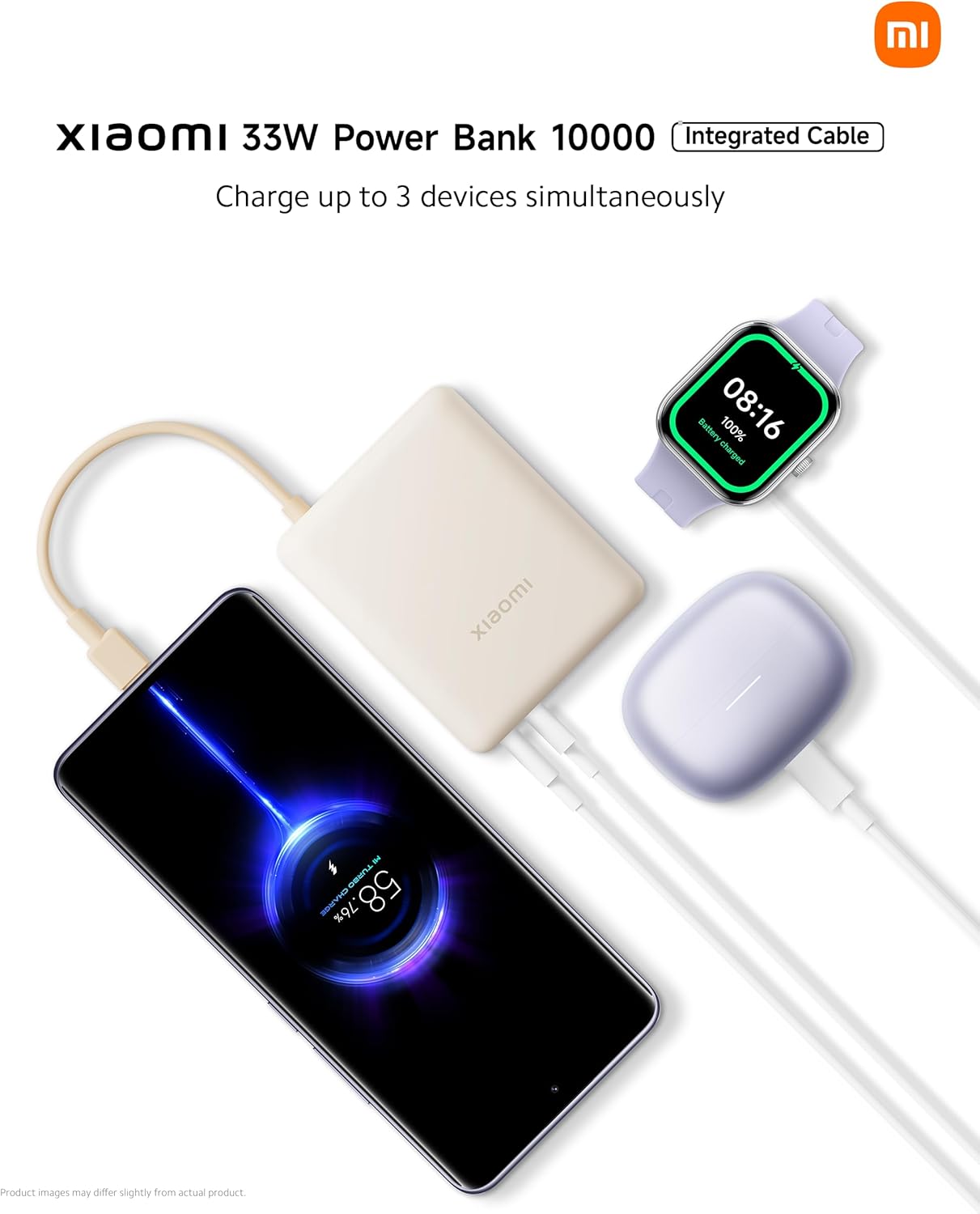 Xiaomi Powerbank 10000MAH 33W Cavo Integrato Usb-C Ricarica Rapida - Ice Blue