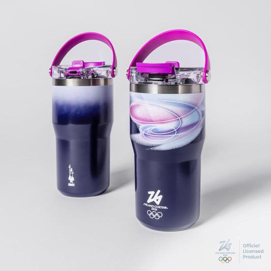 BIALETTI Borraccia Termica Viola Milano Cortina Bottiglia Isotermica Thermal Mug