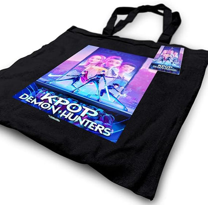 Pyramid: K-POP DEMON HUNTERS (Key ART) Black - Tote Bag - Shopping Bag - Borsa in tessuto con manici