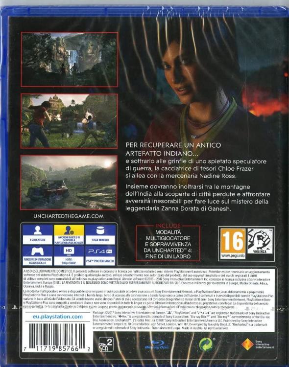 Uncharted L'Eredita Perduta Ps4 Gioco Playstation 4 Videogioco Italiano Ps Hits