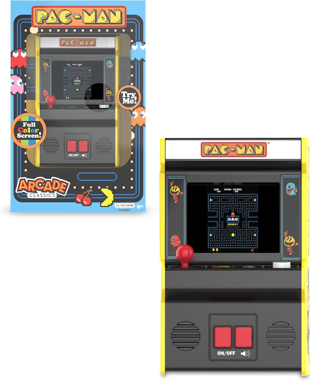 Basic Fun! Mini Cabinato Arcade Pac-Man Gioco Retro Portatile Schermo A Colori