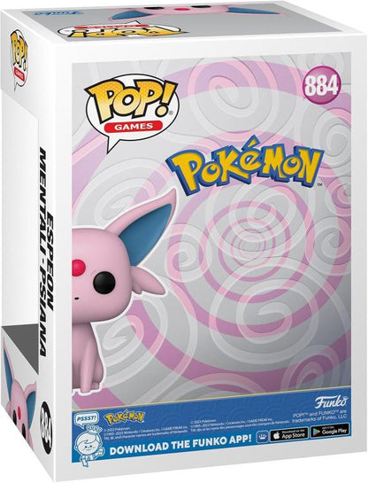 Funko Pop ! Games Pokemon - (884) Espeon Mentali Psiana Flocked Vinyl Figure 9Cm
