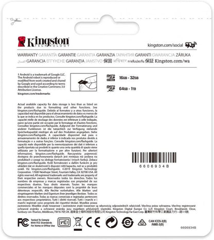 Kingston Micro Sd 32Gb + Adattatore Canvas Plus Sdcs2 32Gb Classe 10 100Mb/S