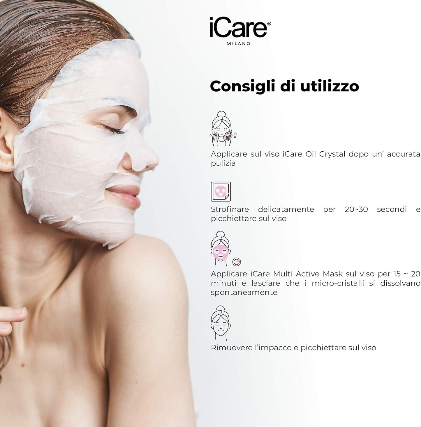 iCare Maschera Viso Idratante 2 Fasi + Crystal Oil Acido Ialuronico Antiage