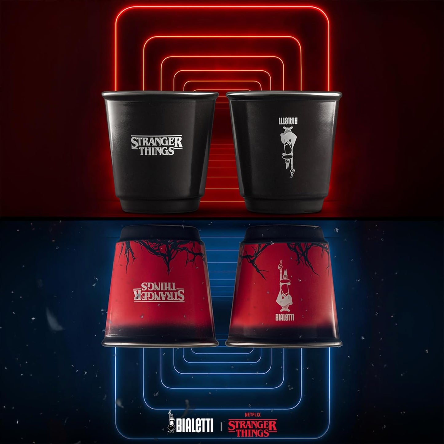 BIALETTI Set 4 Bicchierini Cambia Colore Stranger Things Termosensibili 90ml