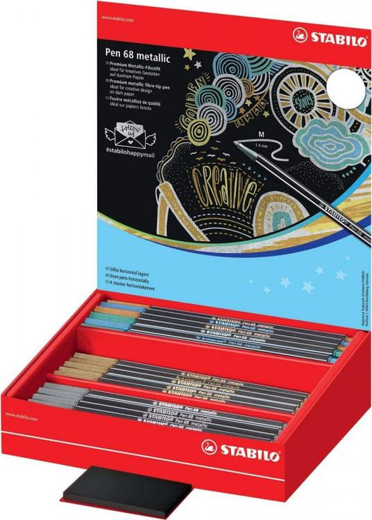 Stabilo Pennarelli Pen 68 Metallic Espositore 60 Pezzi Blocchetto Ufficio Scuola
