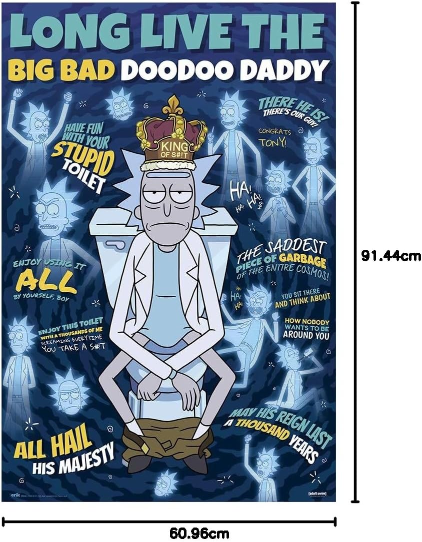 Maxi Poster Rick and Morty Doodoo Daddy A Parete 91x61 cm Incorniciabile