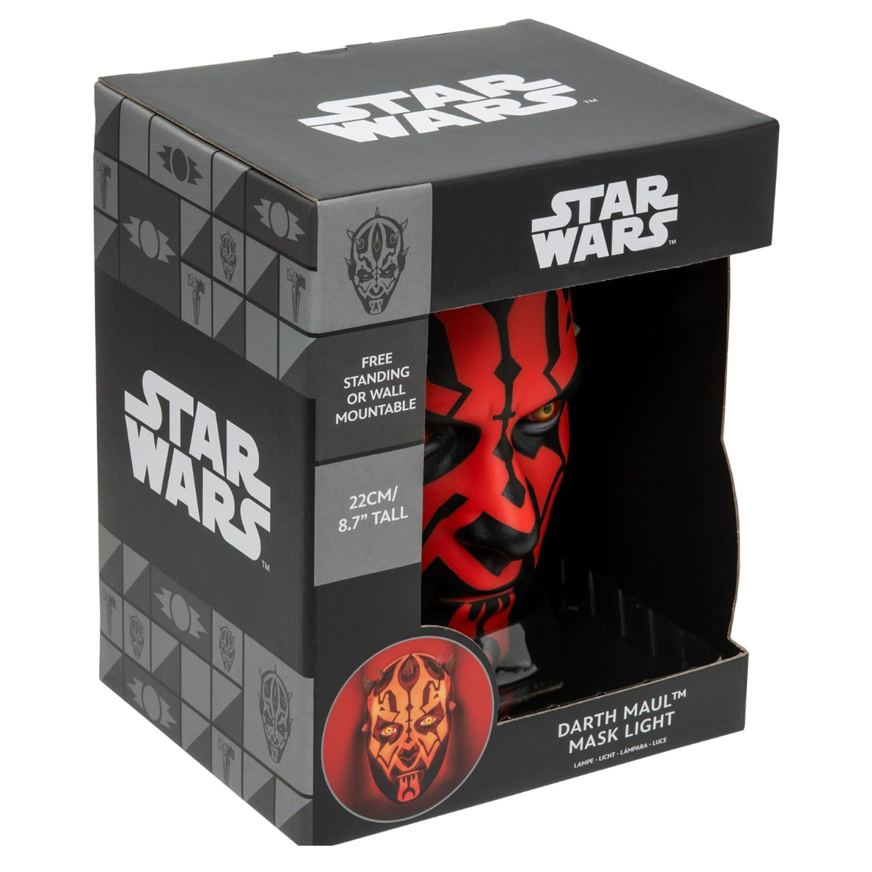 Paladone - Star Wars Darth Maul Light – Lampada da viso a LED, montaggio a parete o da scrivania, luce USB o alimentata a batteria, per camera da letto, set di giochi e collezionisti