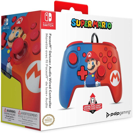 Pdp Nintendo Switch Controller Faceoff Deluxe + Audio Joystick Cablato Pad Mario